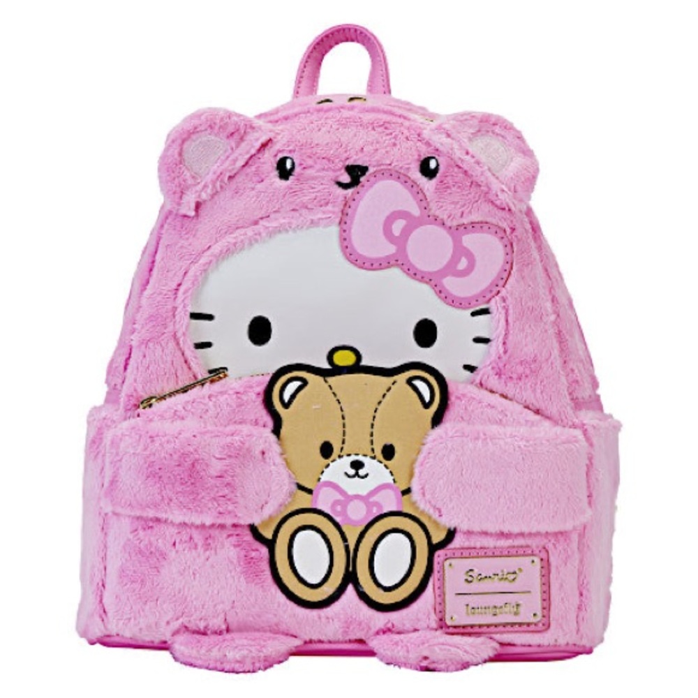 NWT Rare Loungefly Sanrio Hello Kitty Teddy Bear Cosplay Plush Mini Backpack - Picture 2 of 8